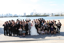 お台場ビーチで集合写真