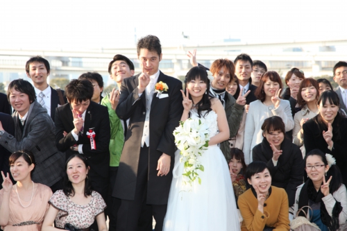 ピースで集合写真